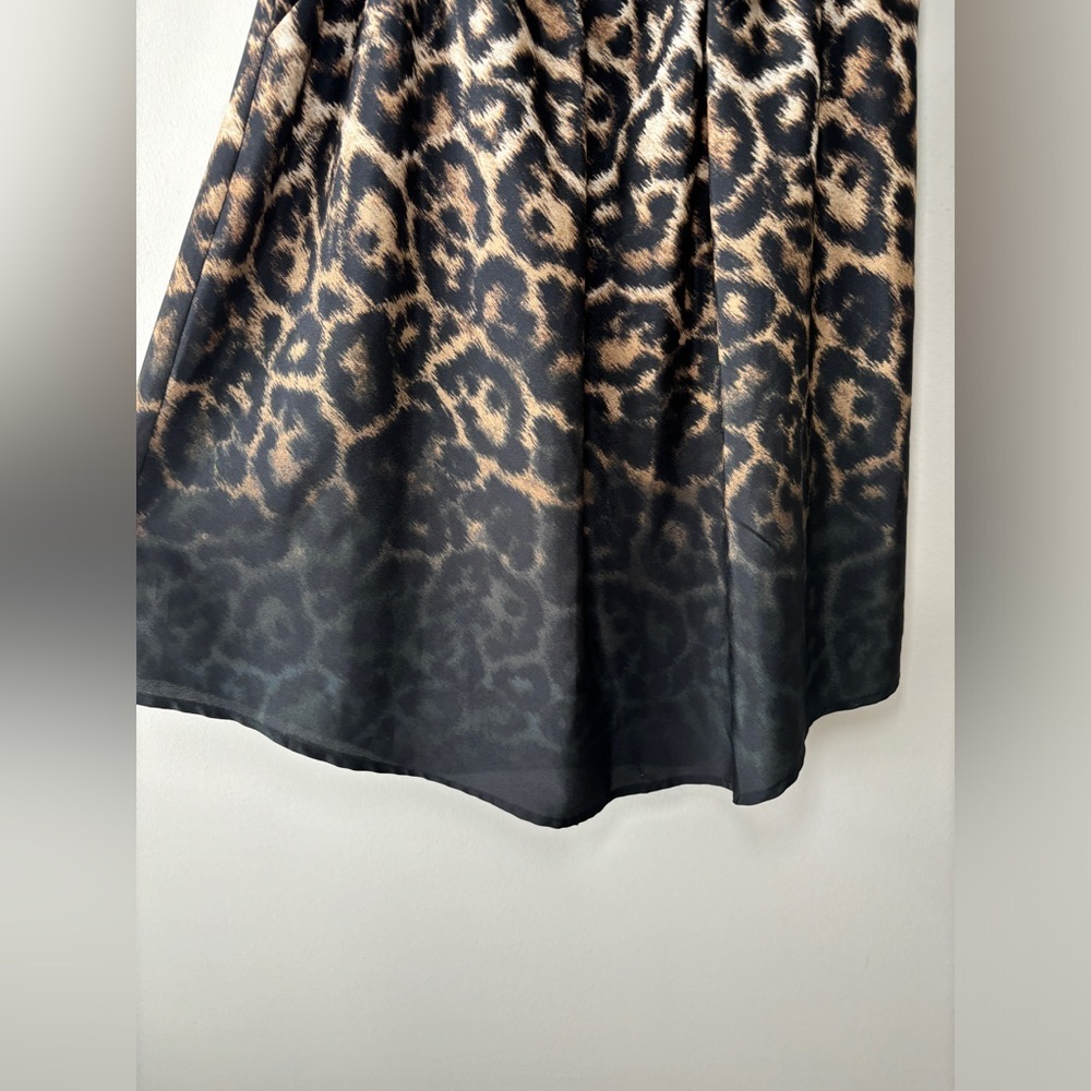 Vince Camuto Women's Leopard Animal Print Tie-Neck Belted Shirt Dress Size 4 - Picture 9 of 14